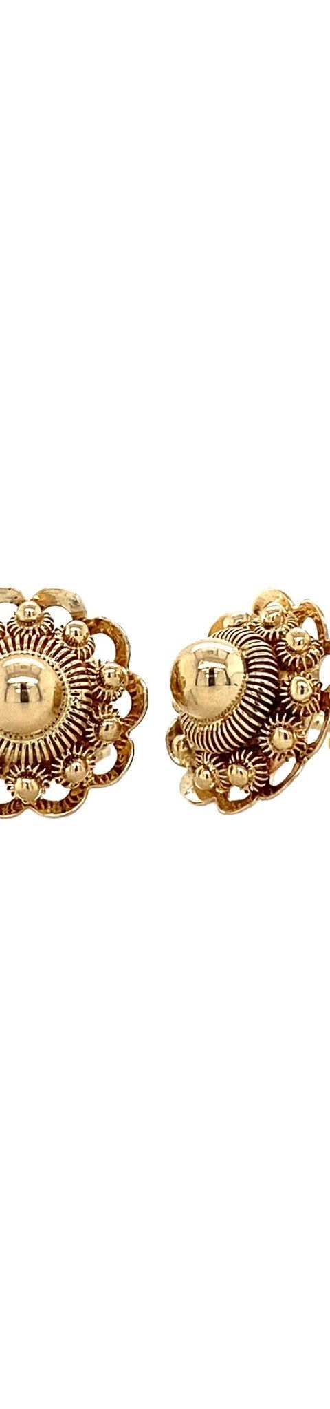 Vintage 14K Gold Zeeland Button Stud Earrings